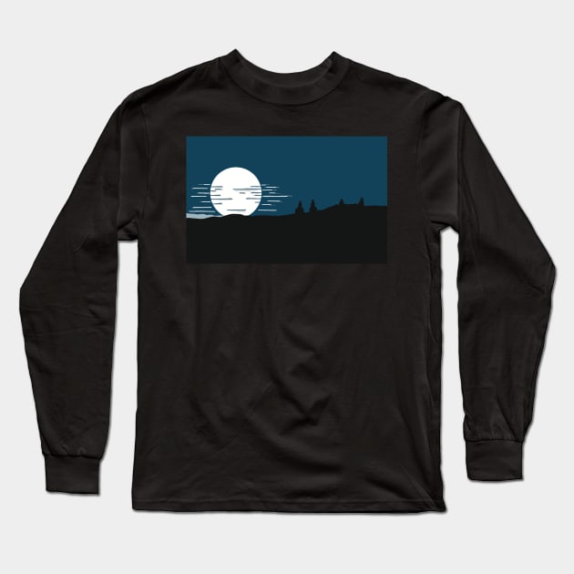 Ride into the moon Long Sleeve T-Shirt by Flaxenart